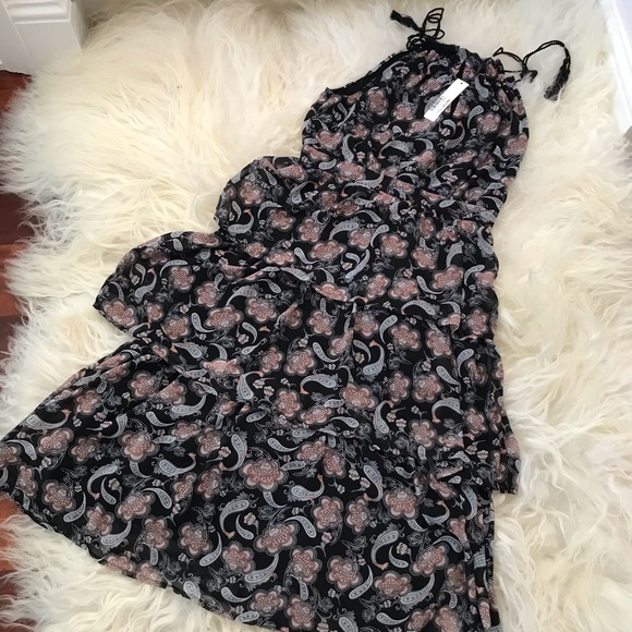 Aqua Womens Paisley Tiered Midi Dress - Picture 2 of 5